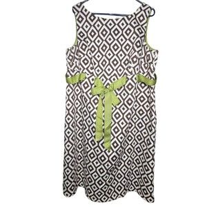Jessica Howard Dress 18W Cream Lime Green Chestnut Brown Women Formal
